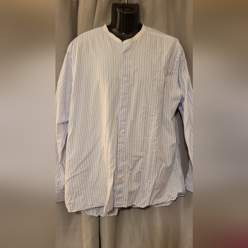 Men's Light Blue Striped Button Down Shirt